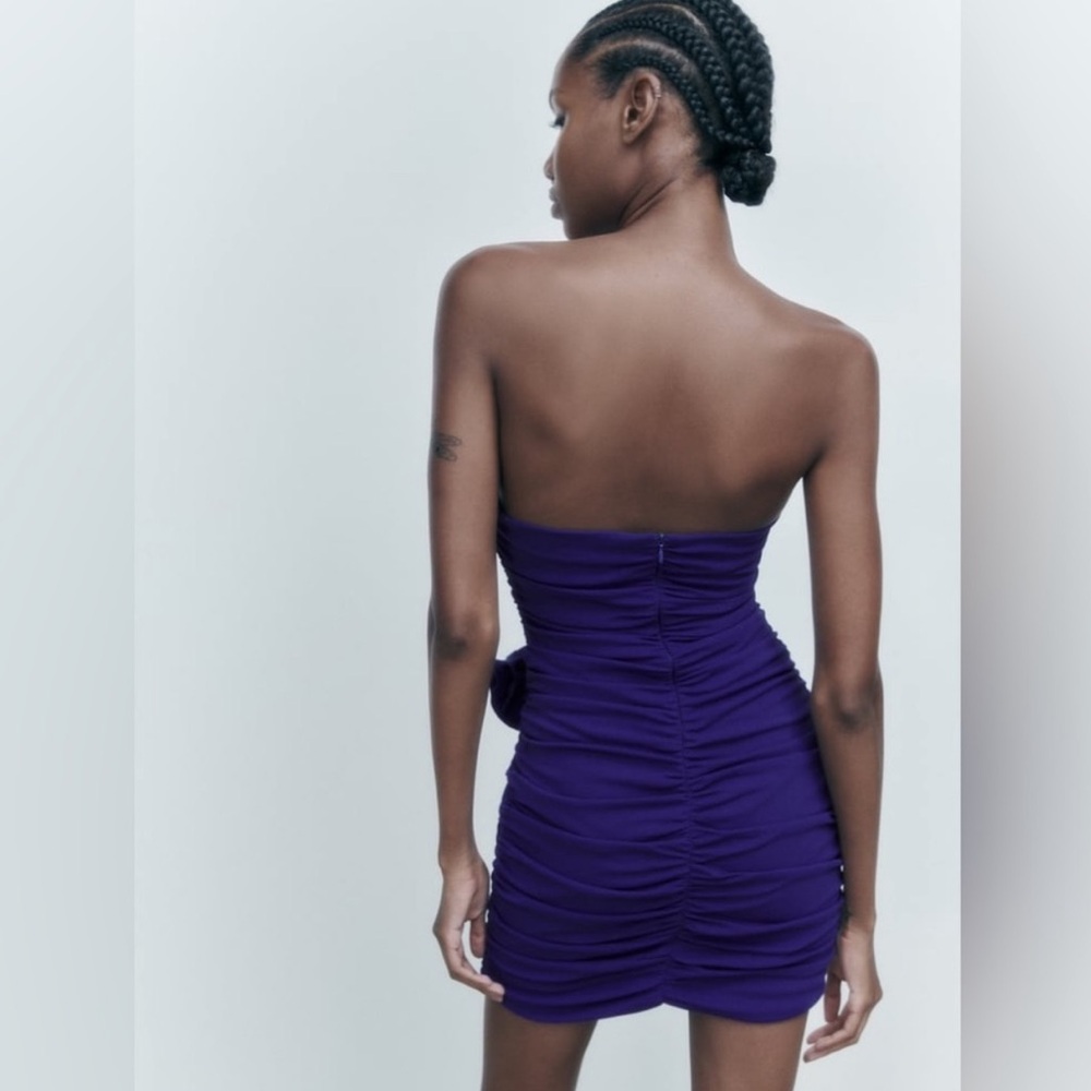 ZARA FLORAL DETAIL CUT-OUT DRESS - Picture 15 of 16